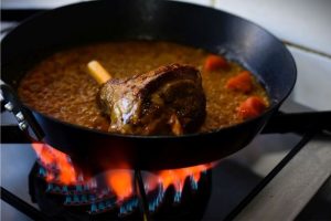 Grilling meat in Crete