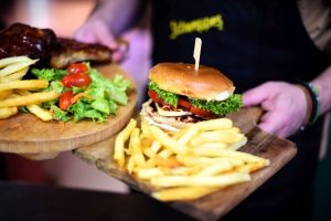 Pork burger served in Crete restaurant